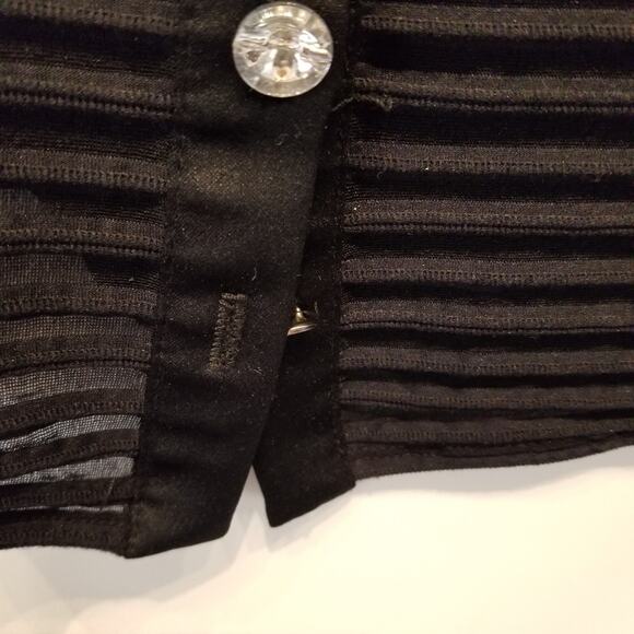 Formal Sheer Black Stretch Button Top Wide Lapels Holiday Party Cruise Plus Sz1X - Picture 12 of 12